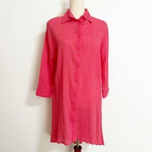 NEW Boho Me Gauze Cotton Button Front Shirt Dress Coverup